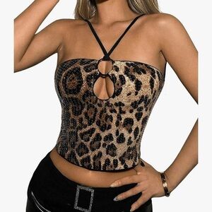 ✨SHEIN L‎ Leopard Sequin Top – Fierce & Flirty Night-Out Look 💃✨